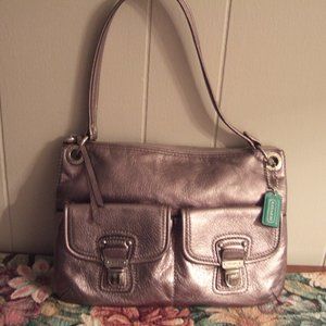 COACH METALLIC SILVER PEBBLED LEATHER BAG